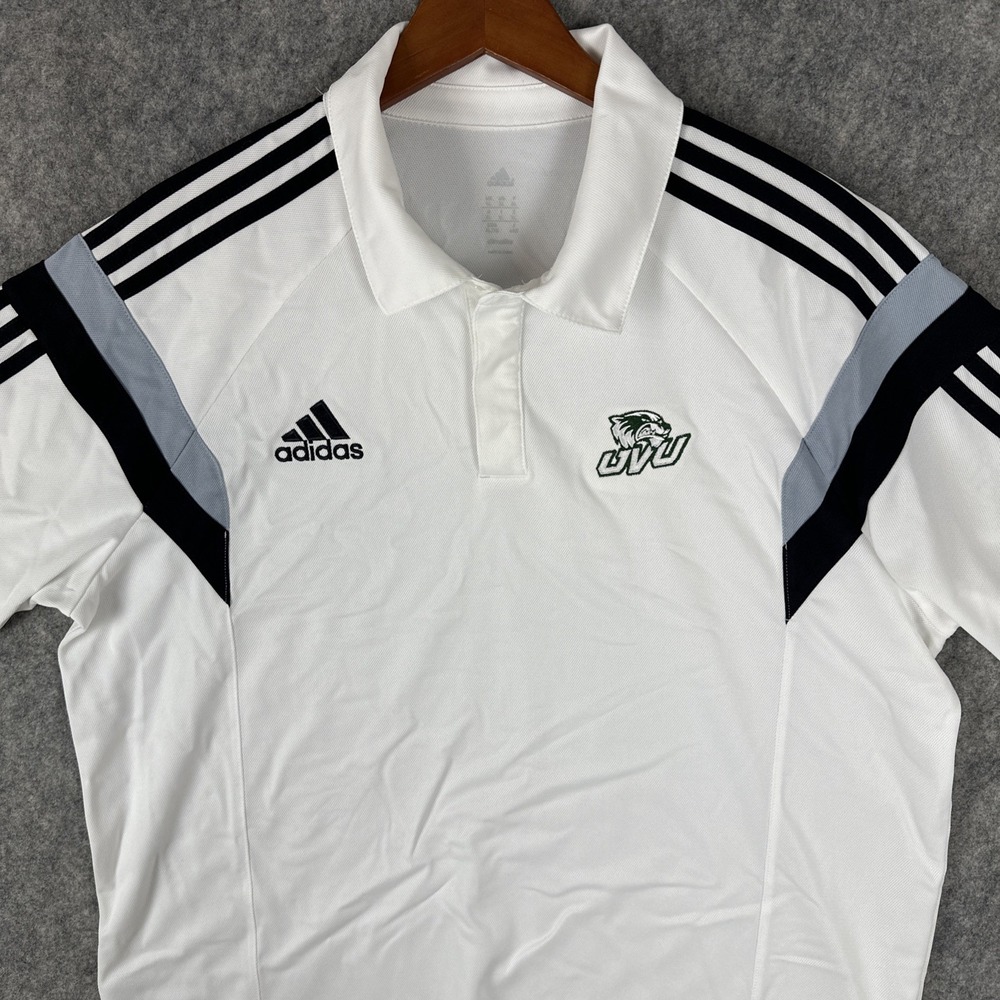Adidas UVU Wolverines Polo Shirt Mens XL White Utah Valley Climalite Baseball